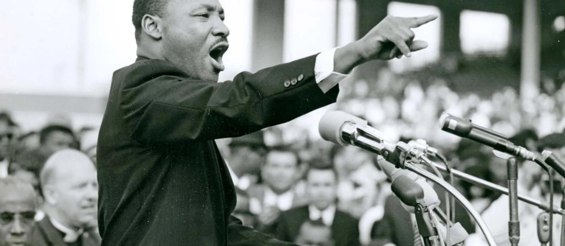 Martin Luther King Jr gives a speech