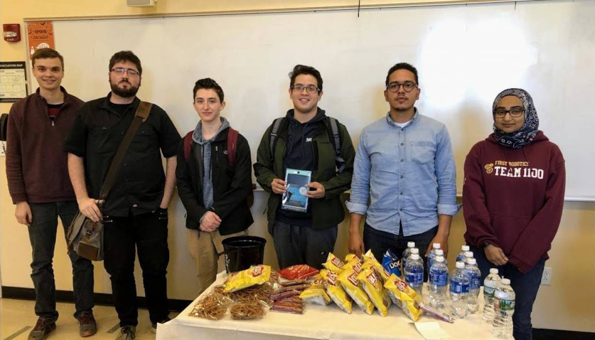 Six of the 17 QCC students competing in the Student Math League National Competition.