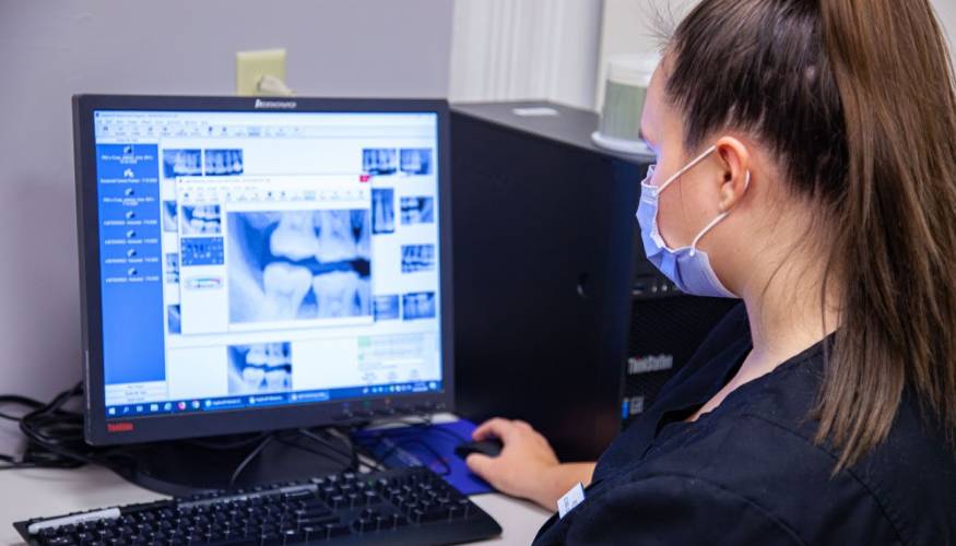 QCC Dental Assisting students are trained to take dental radiographs.