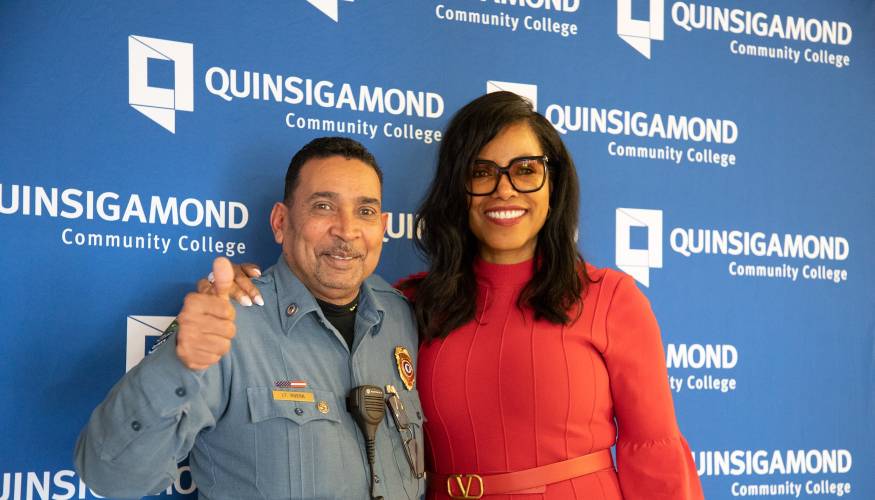 Institution Security Officer Jose Rivera and Ilyasah Shabazz 