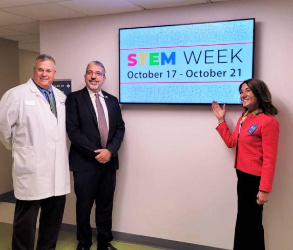 Pat Schmohl, Dr. Luis Pedraja, and Karyn Polito