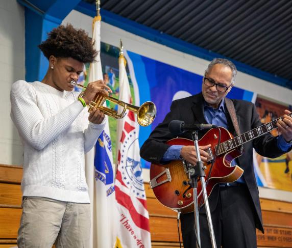 Noah Allen and David Allen performing at the MLK Breakfast