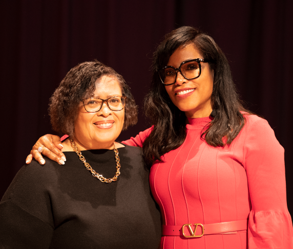 Professor and Coordinator of Human Services Brenda Safford and Ilyasah Shabazz
