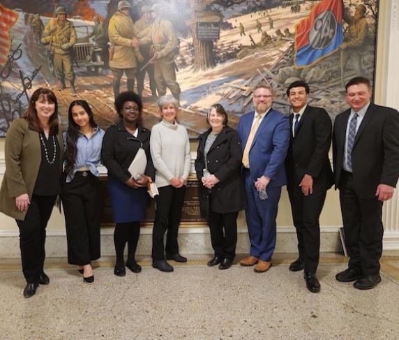 The Early College Worcester group with Senator Robyn Kennedy (left).