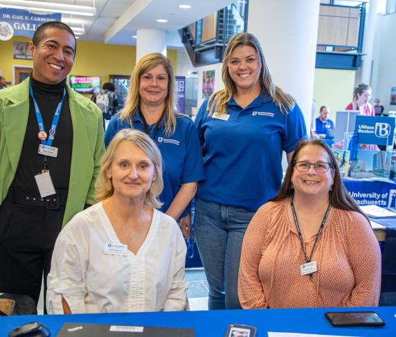 (from left, back) Career & Transfer Services Counselor Oscar Chavez, Clerk IV Career Services Brenda Kuchnicki, Career and Transfer Services Counselor Emily Green, (from left, front) Coordinator of Transfer/Articulation Beth Fullerton and High School/Chapter 74 Articulation Specialist Nicole Fortin