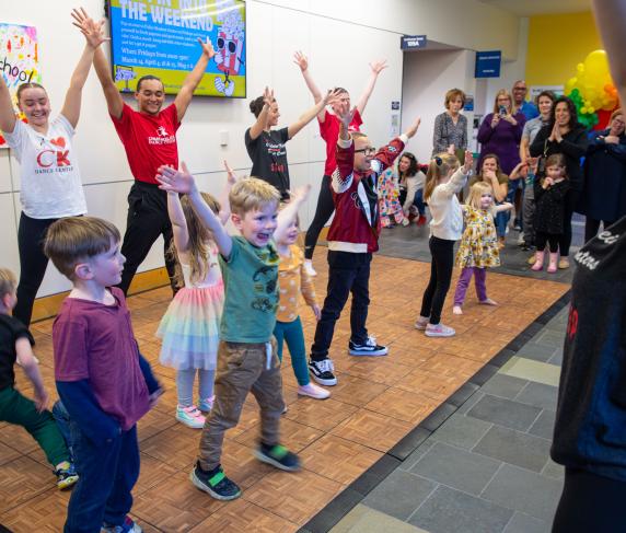 The children join in the performance by Charlotte Klein Dance Studio