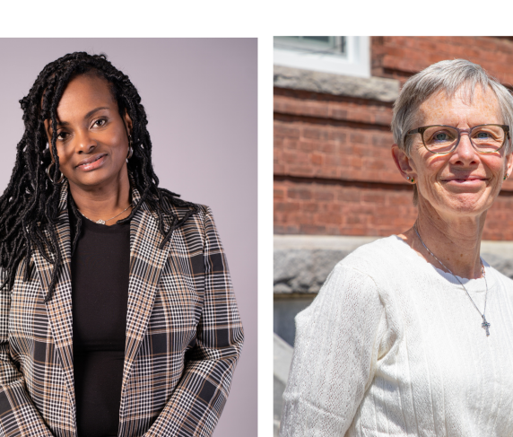 Vice President of Strategic Enrollment and Student Engagement Michelle Tufau Afriyie (left) and Professor of Psychology Maura Stickles
