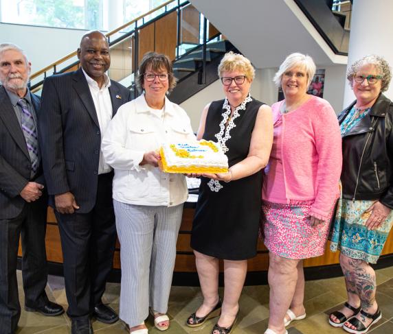 We will miss these retirees (from left) Bob Desilets, Henry Ritter, Bonnie Coleman, Liz Woods, Sheryl Ficorilli and Lu Costa