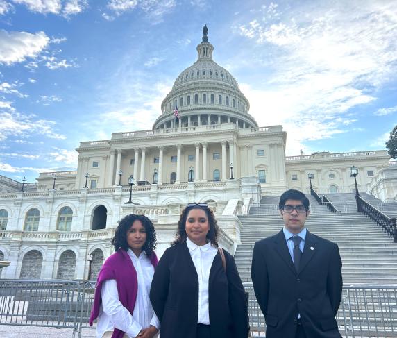 (From left) Alyssa Corazzini, Isabella Corazzini and Vijay Kesavan on their advocacy trip in Washington, DC