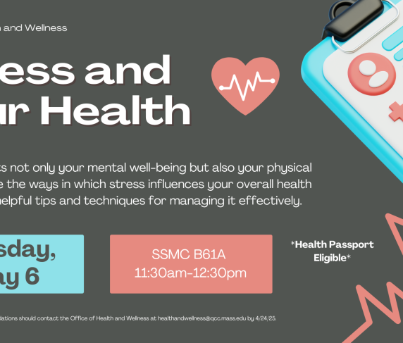Stress and Your Health will be held on Tuesday, May 6