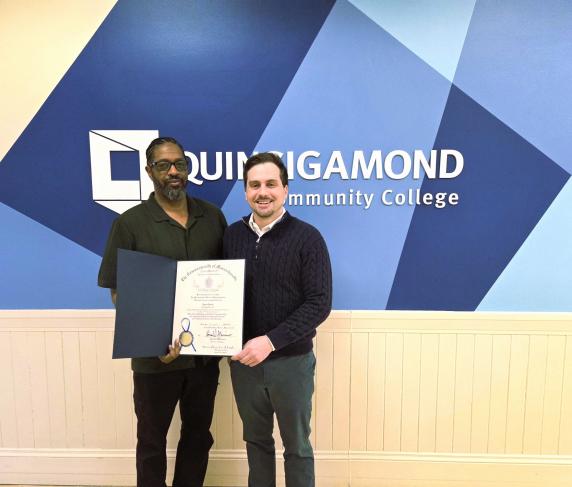 Director of Community Engagement Sean Harris (left) and Rep. David LeBoeuf