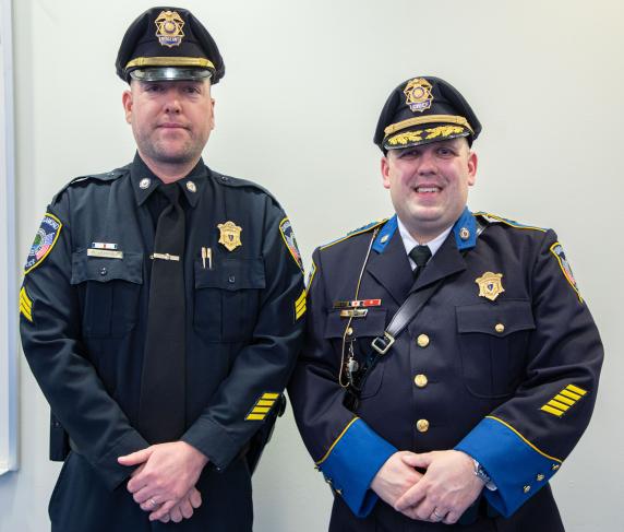 QCC Sergeant Daniel Litchfield (left) and QCC Chief of Police Steve DiGiovanni