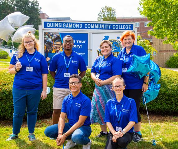 Student leaders gather on the Quad for New Student Orientation