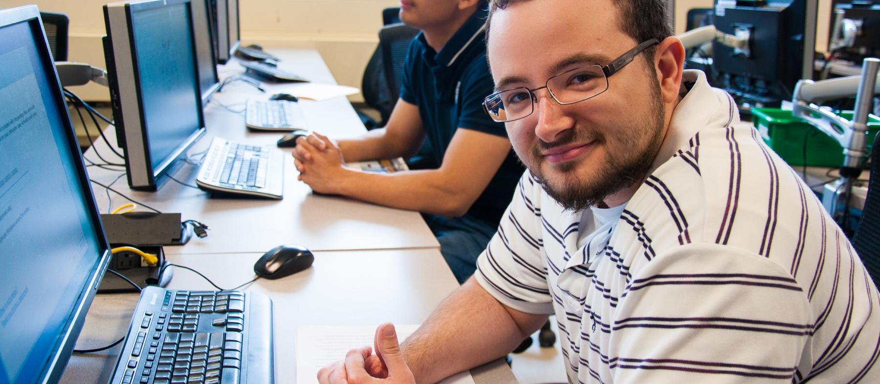 QCC students in a computer lab