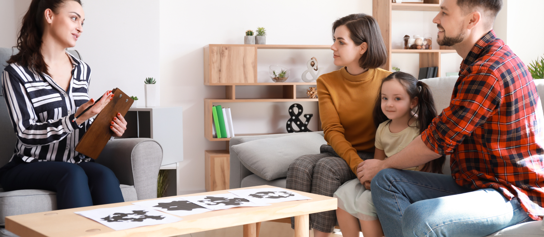 A family participates in counseling