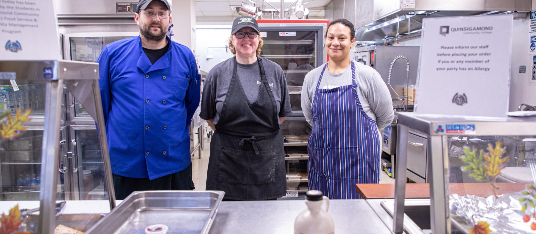 QCC cafeteria staff in the kitchen