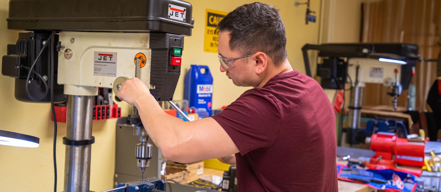 Student in CNC Lab