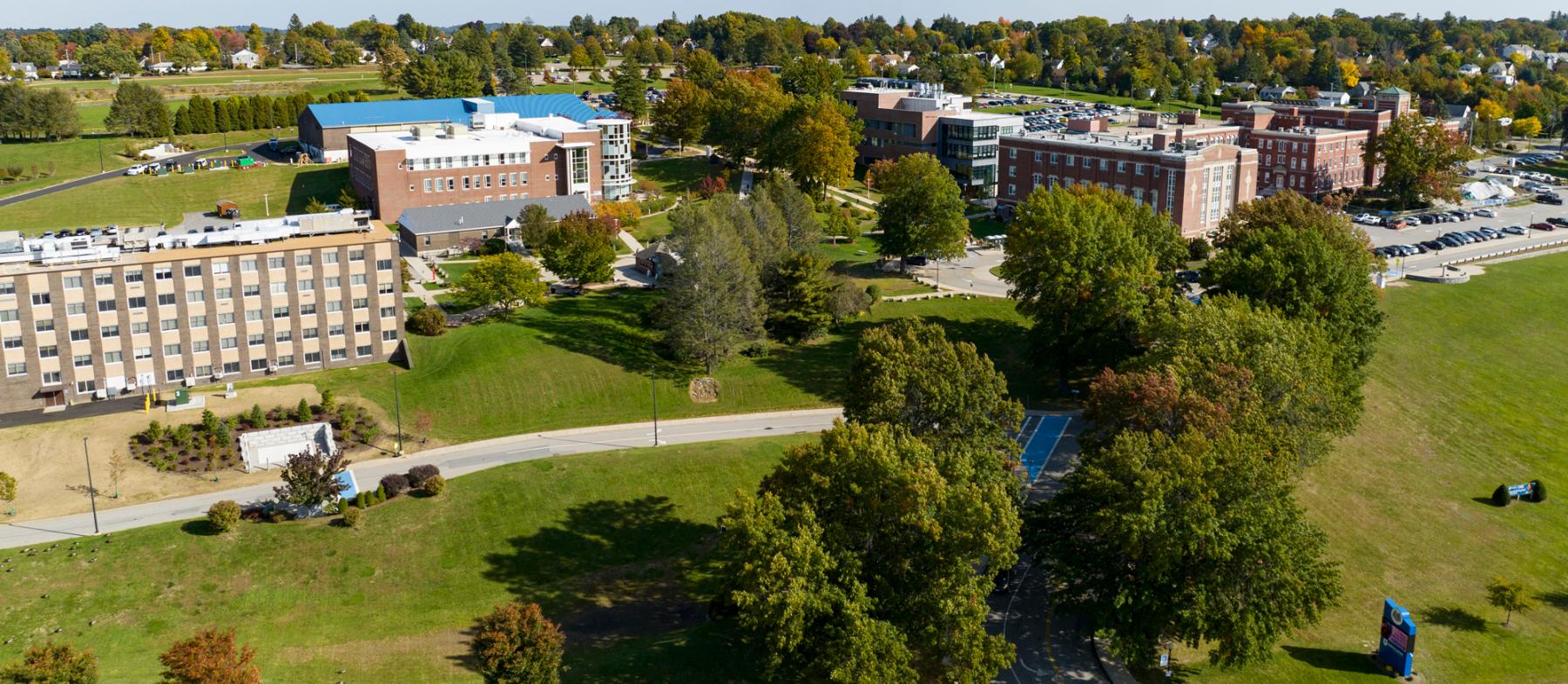 An aerial view of the QCC campus