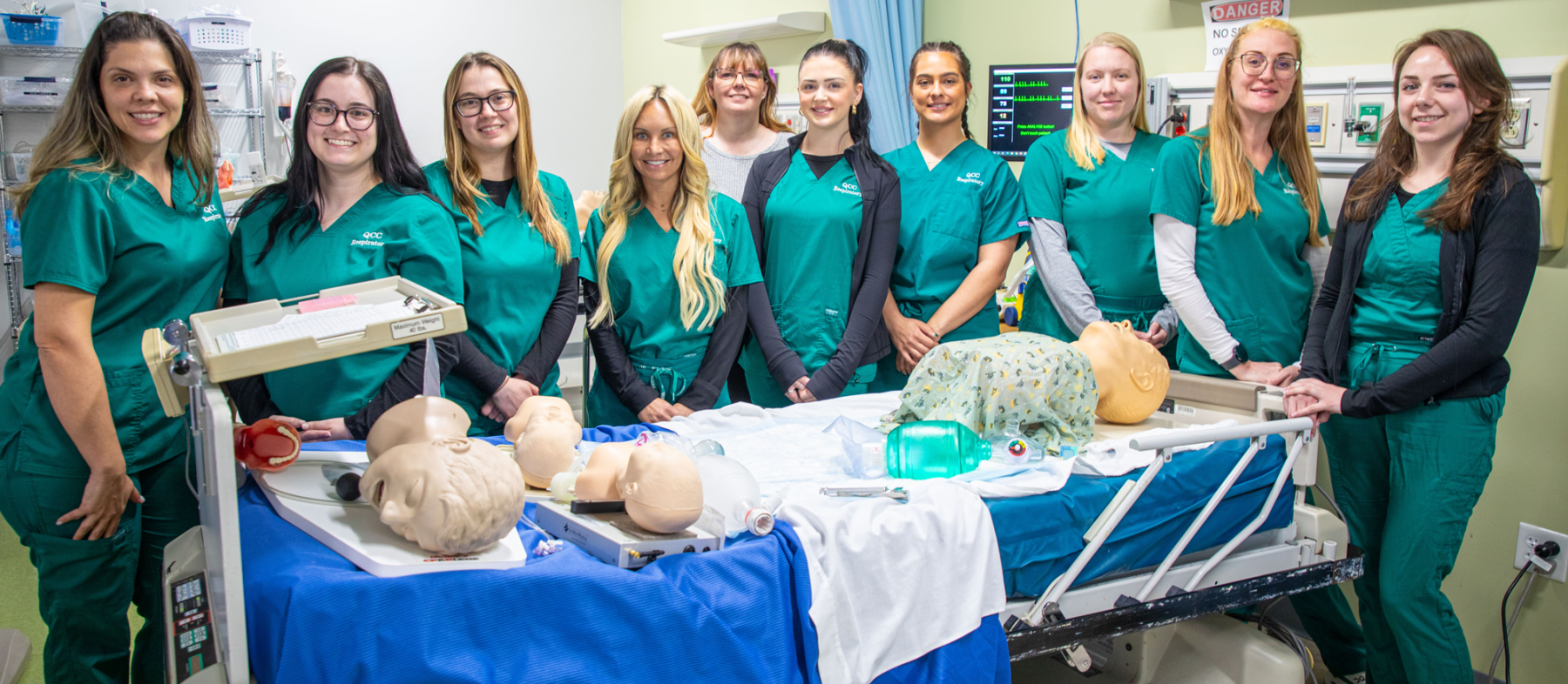 Respiratory care students in lab