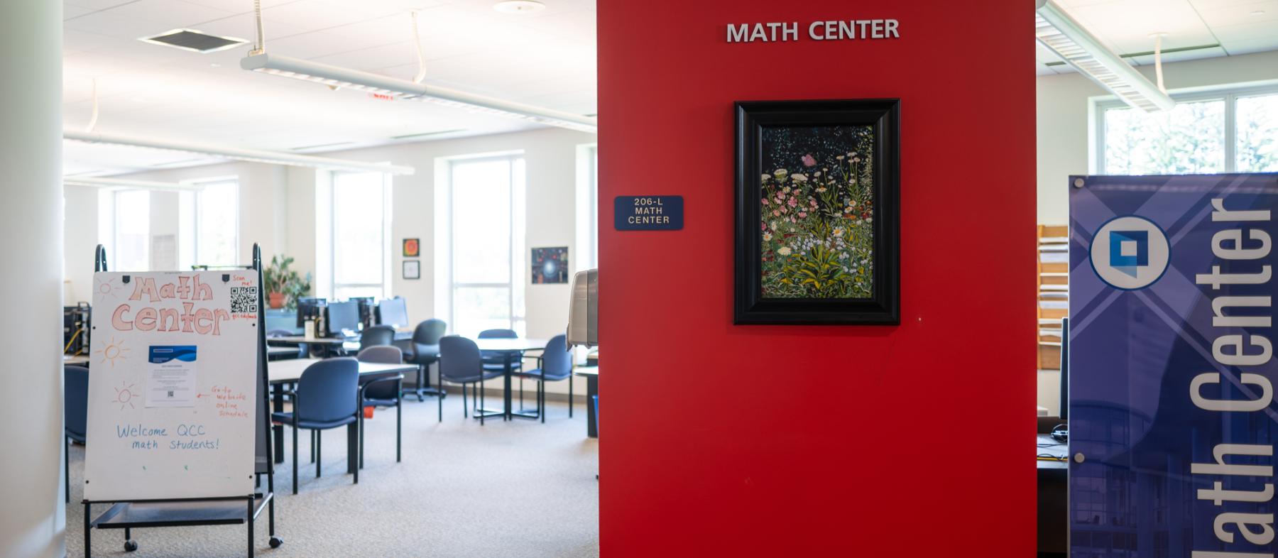 Various signage in the QCC Math Center