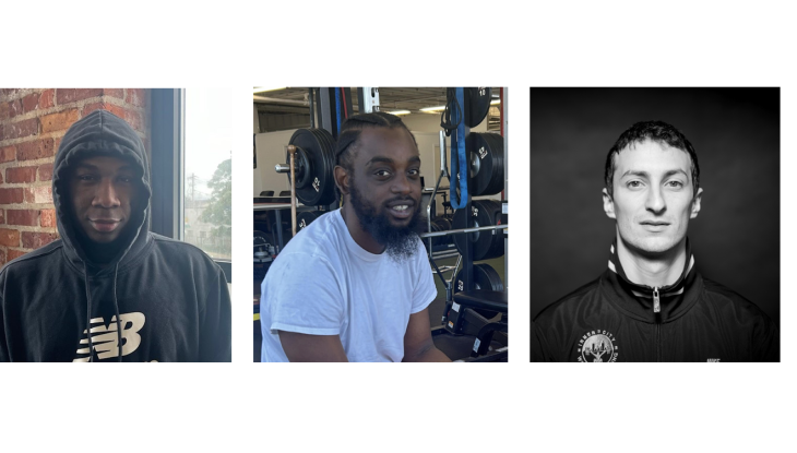 (from left) Daiquan Rice, Tiyreek MacFee and Jon Feinman of Inner City Weightlifting