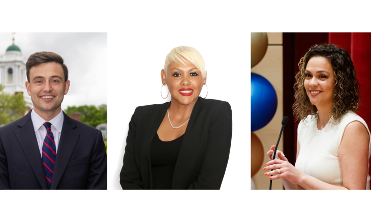 New QCC Trustees (from left) Max German, Mari Gonzalez and Jessica Mandes