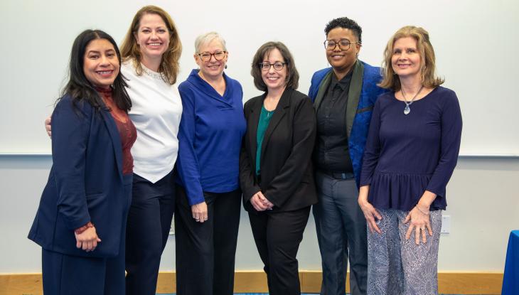 EmpowerHER panels (from left) Raquel Castro-Corazzini, Jessica Slamin, Shirley Dempsey, Shannon Smith, Rocky Knight (moderator), and Julie Ann Lamacchia