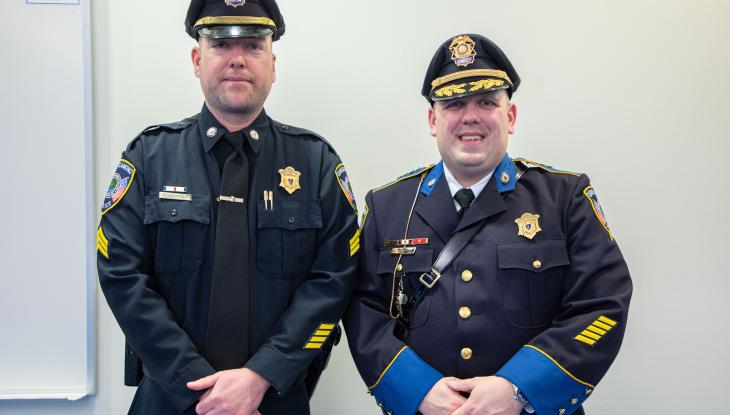 QCC Sergeant Daniel Litchfield (left) and QCC Chief of Police Steve DiGiovanni