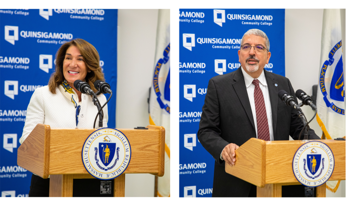 Lieutenant Governor Karyn Polito (l) and QCC President Luis G. Pedraja (r) Lieutenant Governor Karyn Polito (l) and QCC President Luis G. Pedraja (r)