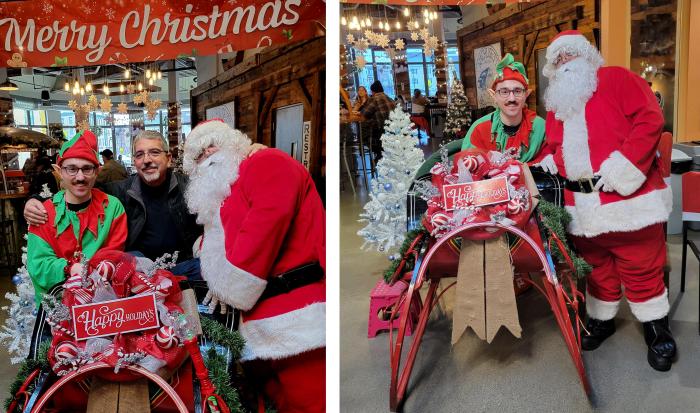 Tyler Wills (left) with QCC President Dr. Luis Pedraja and Santa at the Worcester Public Market Tyler Wills (left) with QCC President Dr. Luis Pedraja and Santa at the Worcester Public Market