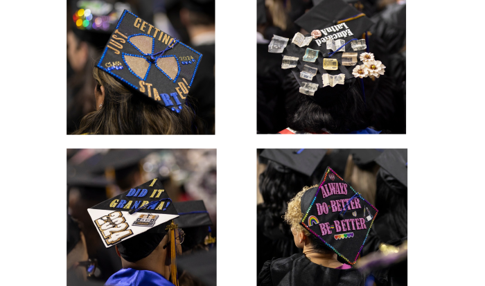 Graduation caps at QCC's 2024 commencement ceremony Graduation caps at QCC's 2024 commencement ceremony