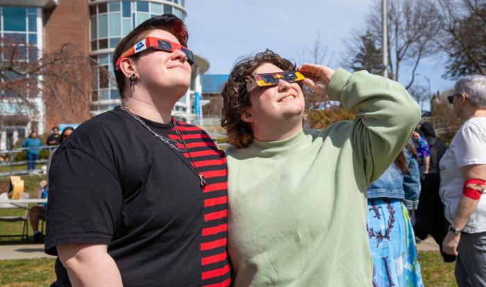 Case/Resources Manager Jack Vezeris (left) and Ian Crombie take in a view of the eclipse. Case/Resources Manager Jack Vezeris (left) and Ian Crombie take in a view of the eclipse.