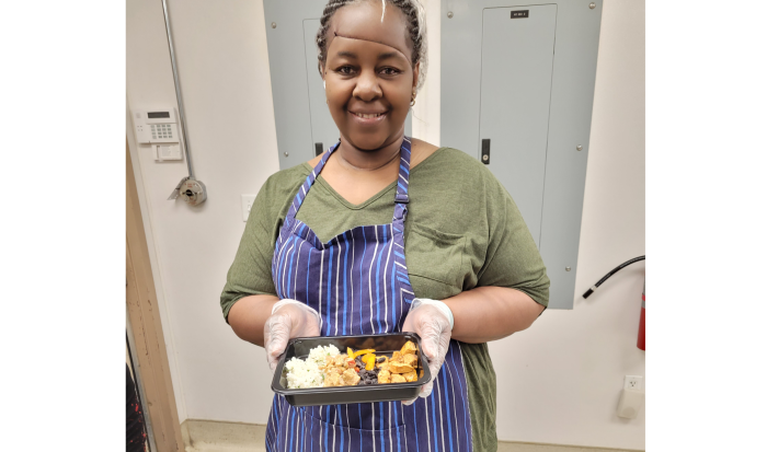 Tayiba Abdul-Razak with a finished meal Tayiba Abdul-Razak with a finished meal