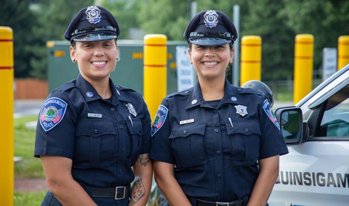 QCC's new police officers Cheyenne Walker (left) and Nicole Maffei. QCC's new police officers Cheyenne Walker (left) and Nicole Maffei.
