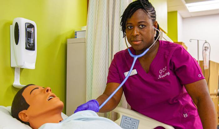 QCC's Practical Nursing program students had a 95% pass rate on the NCLEX exam. QCC's Practical Nursing program students had a 95% pass rate on the NCLEX exam.