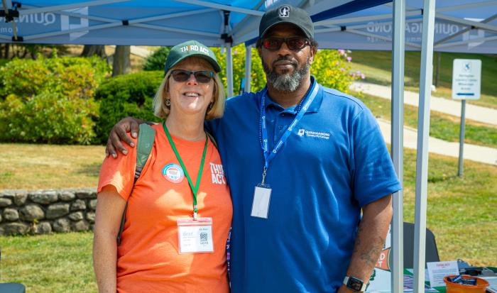 Director of Community Engagement Sean Harris (right) with Kathy, a volunteer from Third Act Massachusetts Director of Community Engagement Sean Harris (right) with Kathy, a volunteer from Third Act Massachusetts