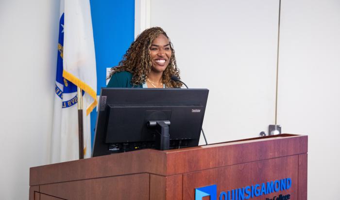 IT Project Manager Angel Jackson welcomed the crowd at the J1 Kickoff Meeting. IT Project Manager Angel Jackson welcomed the crowd at the J1 Kickoff Meeting.