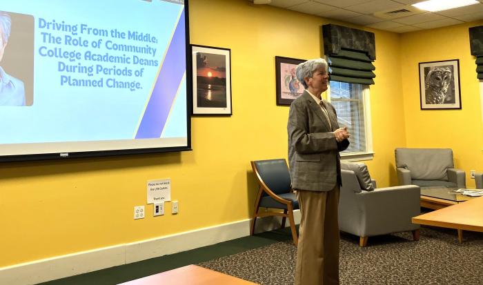 VP of Academic Affairs Kathy Rentsch speaking at the Managers Academy. VP of Academic Affairs Kathy Rentsch speaking at the Managers Academy.