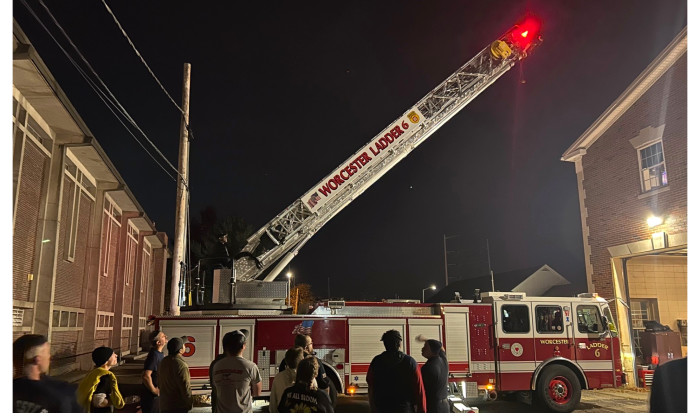QCC Fire Science students get a close up look at a ladder truck. QCC Fire Science students get a close up look at a ladder truck.