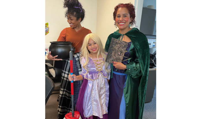 Casting spells with (from left) Program Specialist Asia Briddell and Coordinator of Future Focus Program Gilmarie Vongphakdy with daughter Sydney Casting spells with (from left) Program Specialist Asia Briddell and Coordinator of Future Focus Program Gilmarie Vongphakdy with daughter Sydney