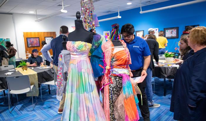 The artwork didn't stop with paintings and sculptures- textile fashion was on display too. The artwork didn't stop with paintings and sculptures- textile fashion was on display too.