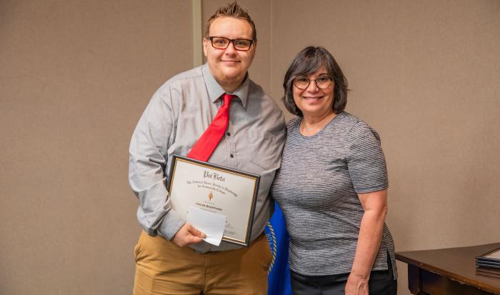 Professor of Psychology and Advisor of the Psi Beta Honor Society Valarie Clemente (right) with student Jakob Sheppard Professor of Psychology and Advisor of the Psi Beta Honor Society Valarie Clemente (right) with student Jakob Sheppard