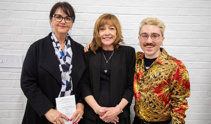 Professor of Human Services Jean Kennedy (left) with Human Services students. Professor of Human Services Jean Kennedy (left) with Human Services students.