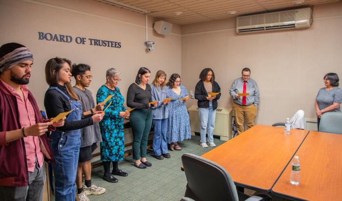 Psi Beta inductees with Professor of Psychology Valarie Clemente (right) Psi Beta inductees with Professor of Psychology Valarie Clemente (right)