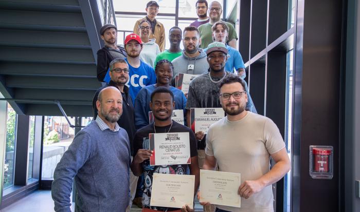 CNC certificate recipients with for-credit CNC students and Professor of Manufacturing Technology Lee Duerden (front row, left). CNC certificate recipients with for-credit CNC students and Professor of Manufacturing Technology Lee Duerden (front row, left).