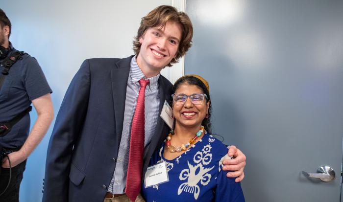 QCC student and trustee Noah MacDonald (left) with Assistant Professor of Accounting Damindi De Silva QCC student and trustee Noah MacDonald (left) with Assistant Professor of Accounting Damindi De Silva