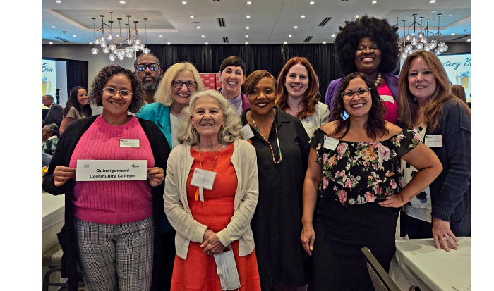 QCC Foundation Treasurer Linda Cavaioli (second from left, front) at the Katharine F. Erskine Awards ceremony. QCC Foundation Treasurer Linda Cavaioli (second from left, front) at the Katharine F. Erskine Awards ceremony.