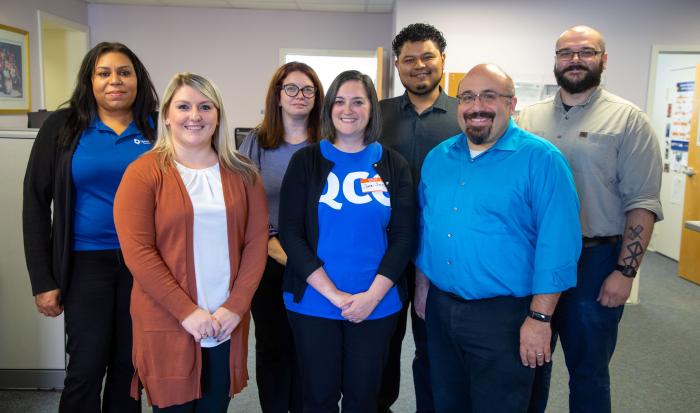 (From left) Associate Director of Human Resources Jenilee Simmons, Human Resources Generalist Karyssa Callahan, Human Resources Generalist Jessica Schavrien, Executive Director of Human Resources Sara Simms, Human Resources Staff Assistant Roger Flores Guzman, Associate Director of Human Resources Operations David Shapiro, and Human Resources Generalist Conner Meece (From left) Associate Director of Human Resources Jenilee Simmons, Human Resources Generalist Karyssa Callahan, Human Resources Generalist Jessica Schavrien, Executive Director of Human Resources Sara Simms, Human Resources Staff Assistant Roger Flores Guzman, Associate Director of Human Resources Operations David Shapiro, and Human Resources Generalist Conner Meece