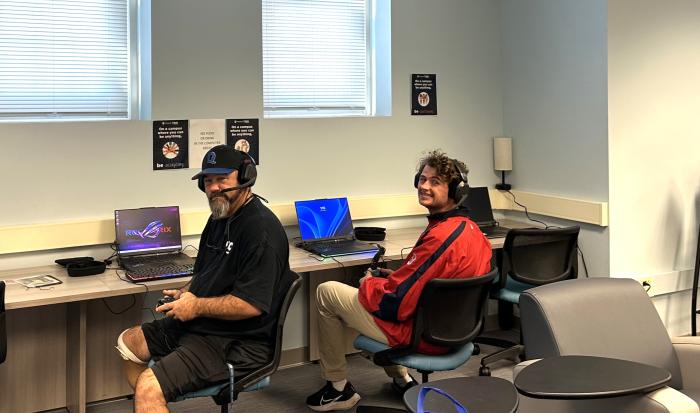 E-sports players take a quick break - but always play rain or shine!