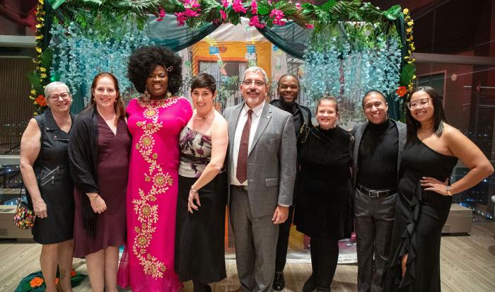 (From left) Shirley Dempsey, Michelle Vigneux, Suzanne Graham Anderson, Deb Spotts, Dr. Luis Pedraja, Kwesi Foster, Becky Lindley, Oscar Chavez and Anianjolice Oquendo